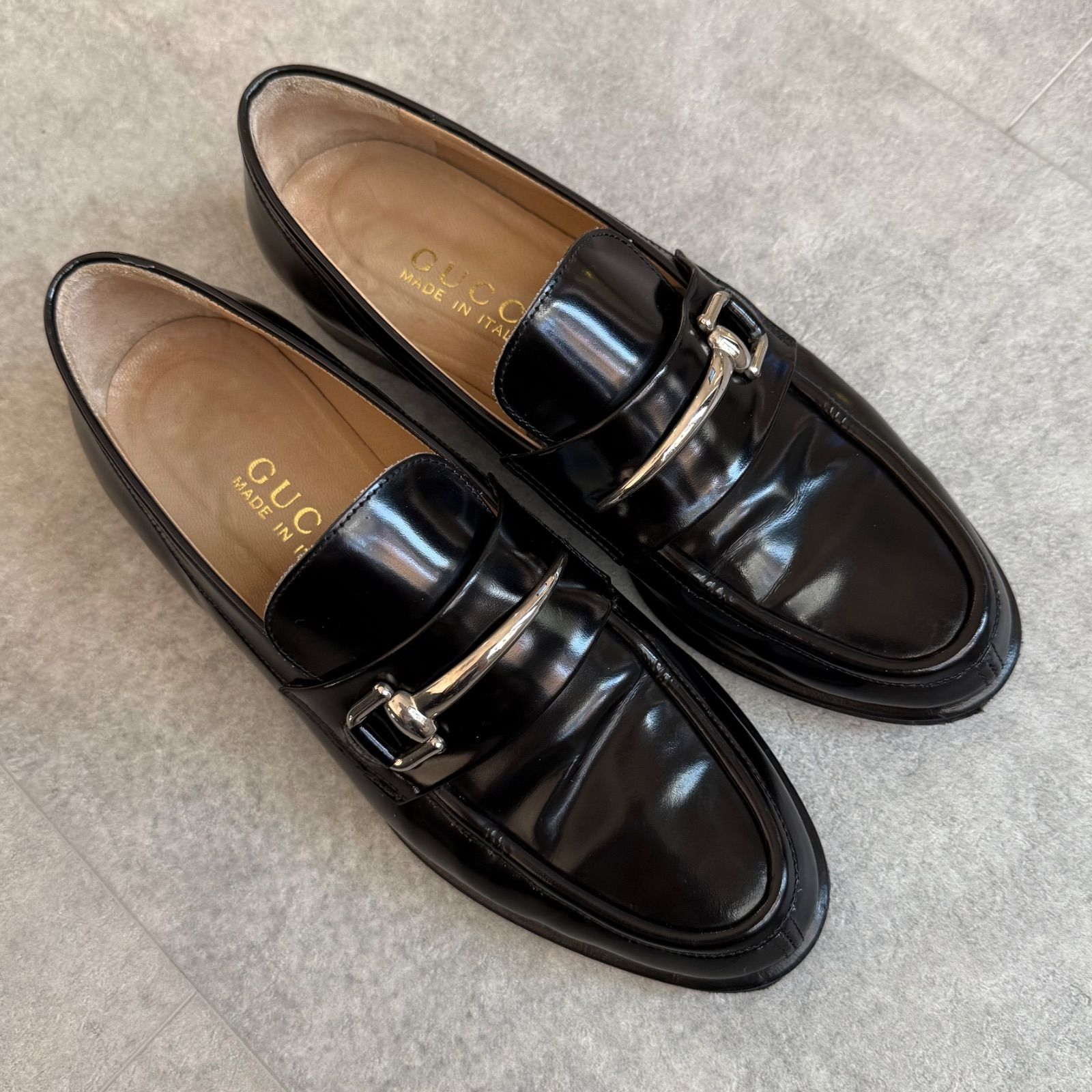 美品 GUCCI グッチ ホースビットローファー ブラック シルバー