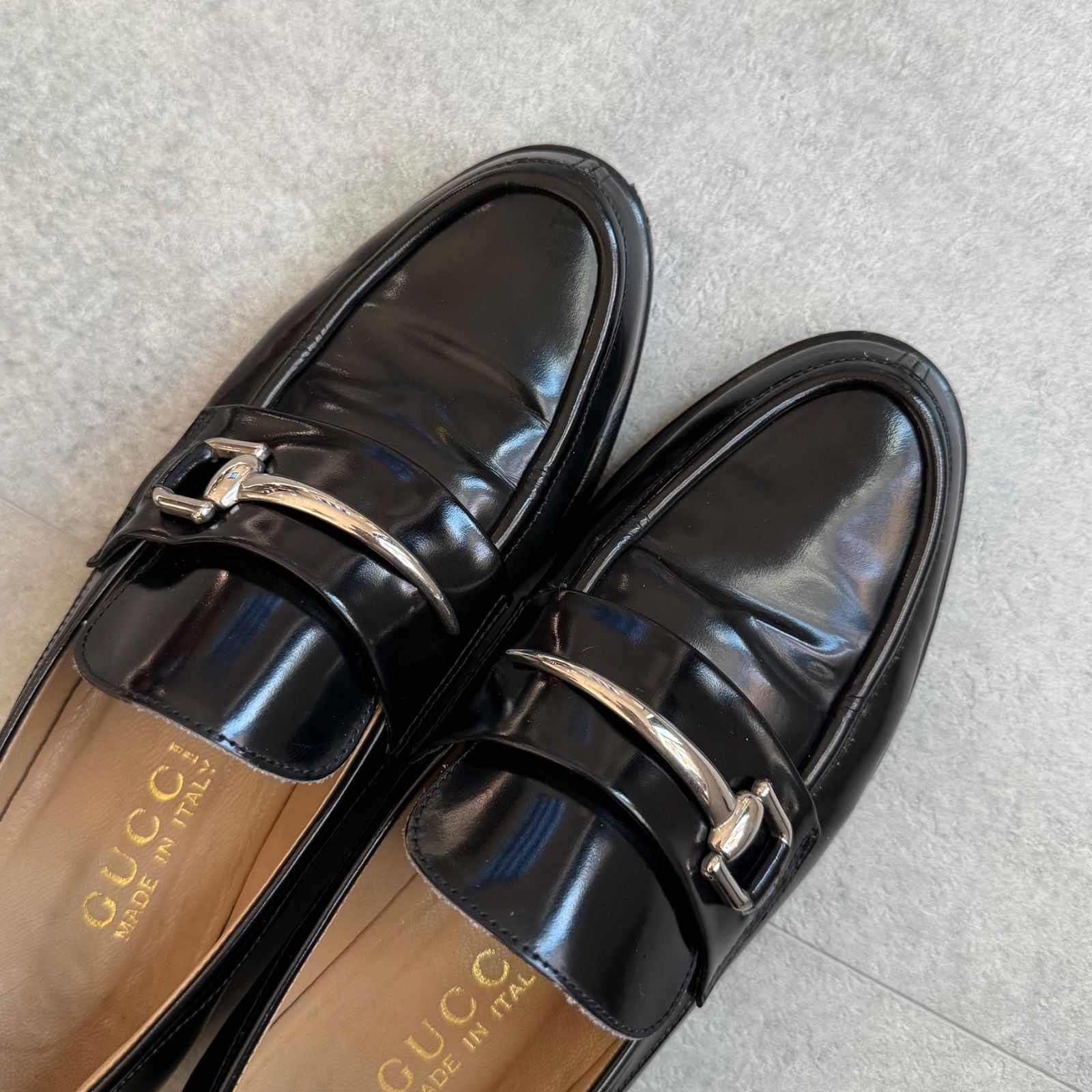 美品 GUCCI グッチ ホースビットローファー ブラック シルバー