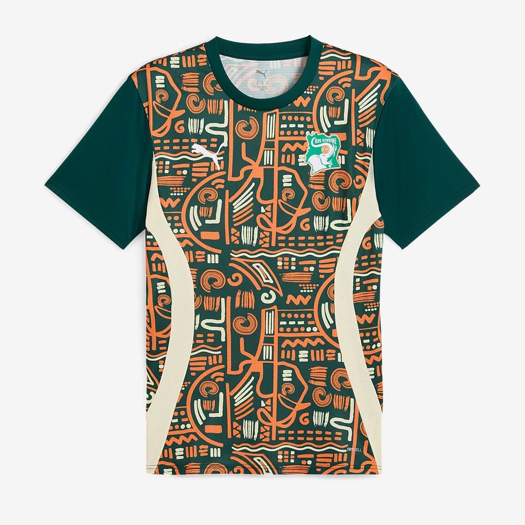 Puma サッカー コートジボワール代表 2025 プレマッチ シャツ 濃緑