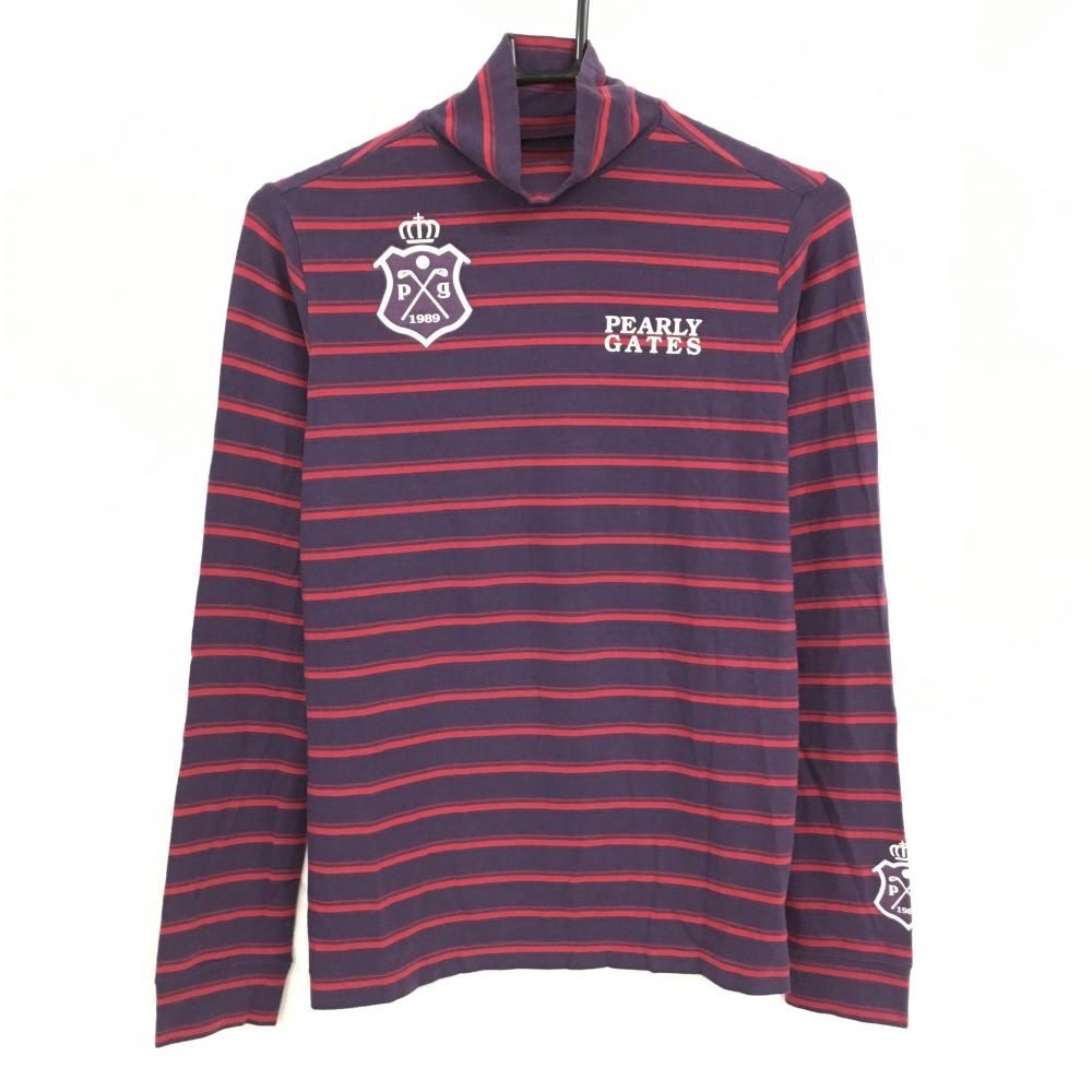 【新品タグ付】パーリーゲイツ　レディース　ハイネック　長袖　Ｌ　ボーダー　星柄 PEARLY GATES パーリーゲイツ ハイネック 長袖Tシャツ ボーダー柄