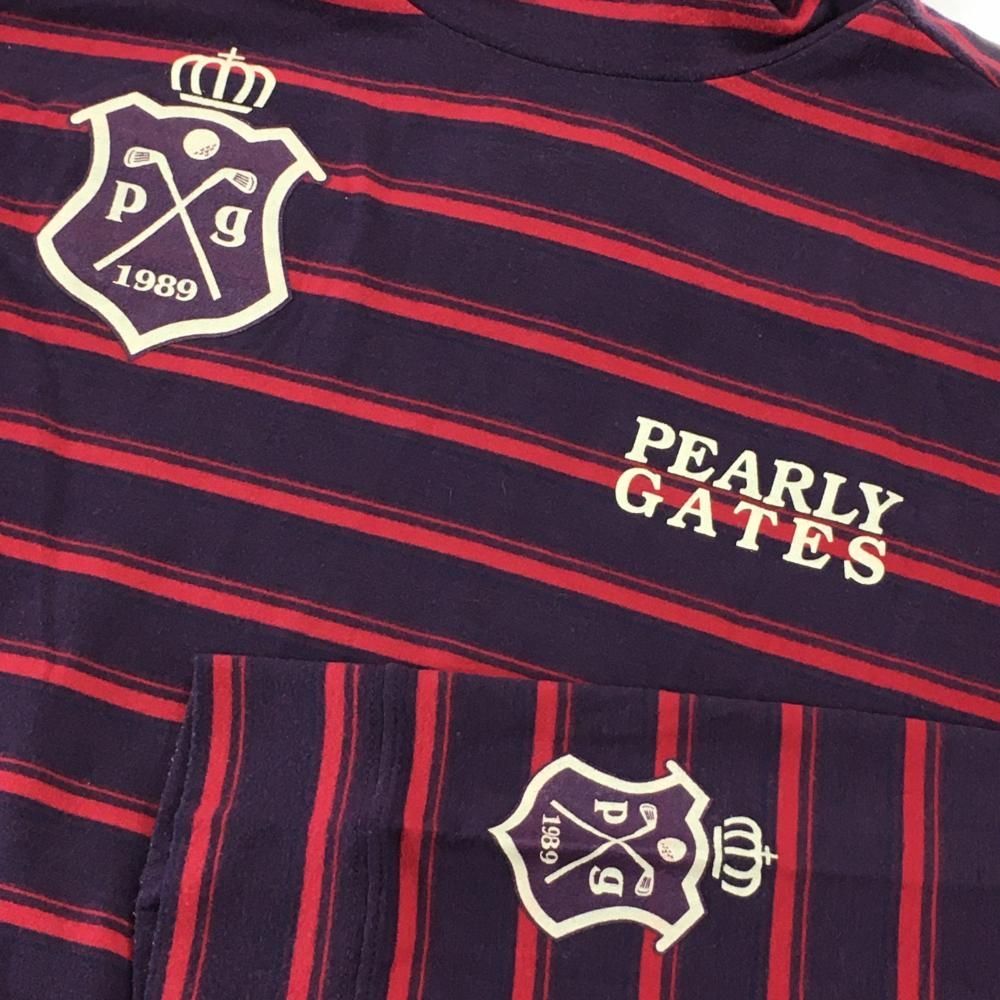 パーリーゲイツ 長袖ハイネックシャツ パープル×ピンク ボーダー