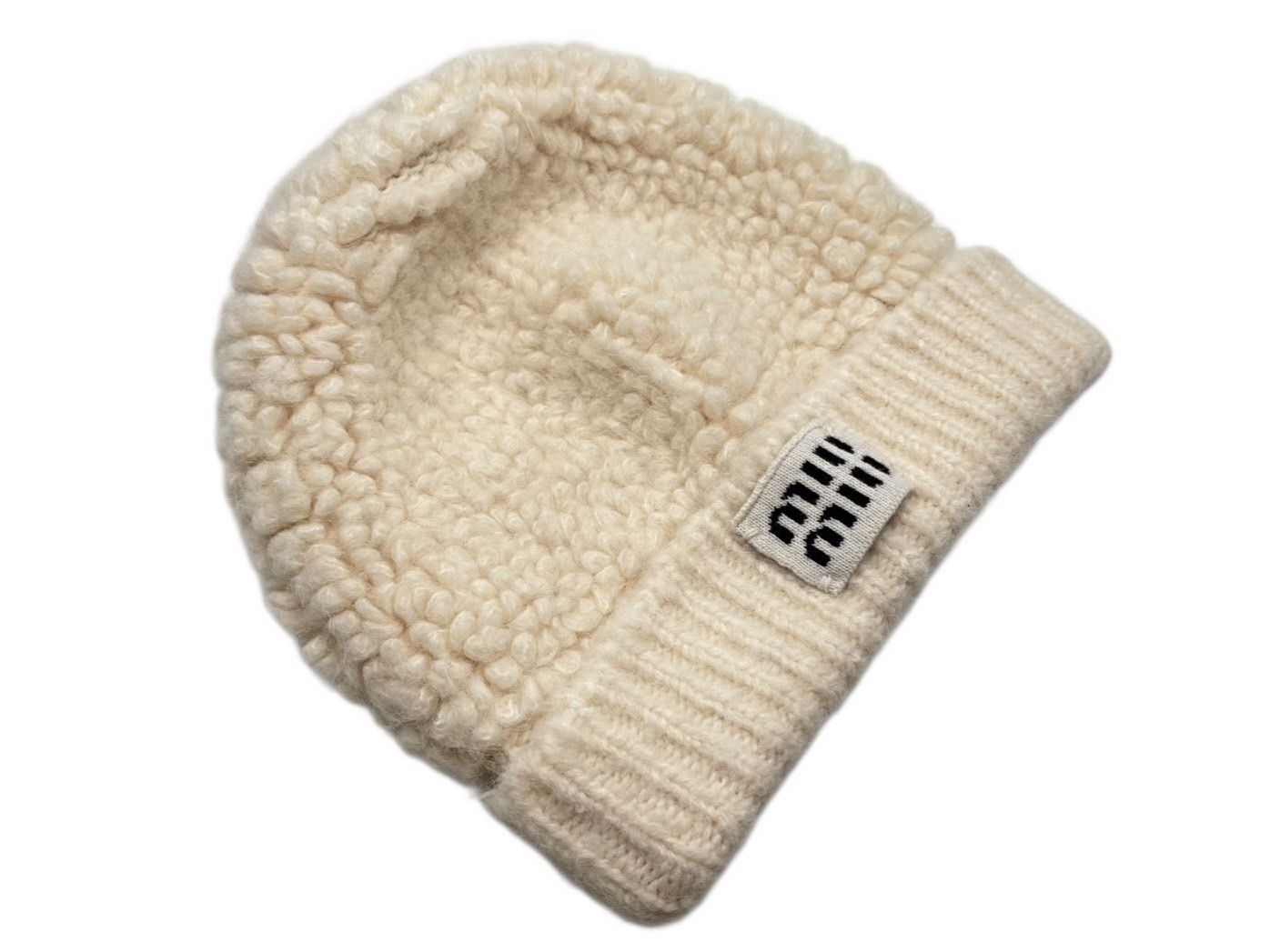  MIUMIU ミュウミュウ ビーニー ニットキャップ ニット帽 5 HC 327 2 CNN ウール アルパカ ポリアミド アイボリー 4 b 009623 ニット帽 ビーニー 帽子