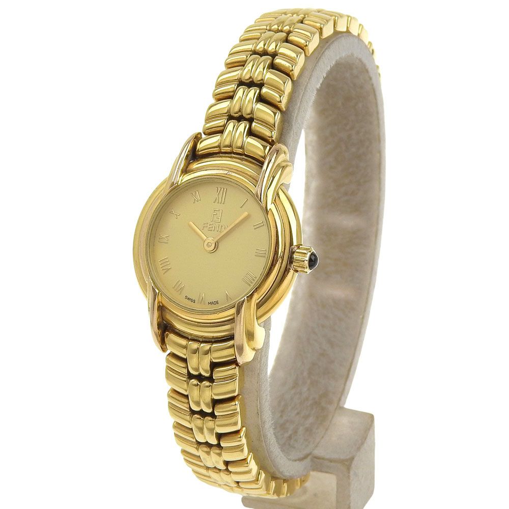FENDI フェンディ オロロジ 300 L ステンレススチール クオーツ アナログ表示 レディース ゴールド文字盤 腕時計