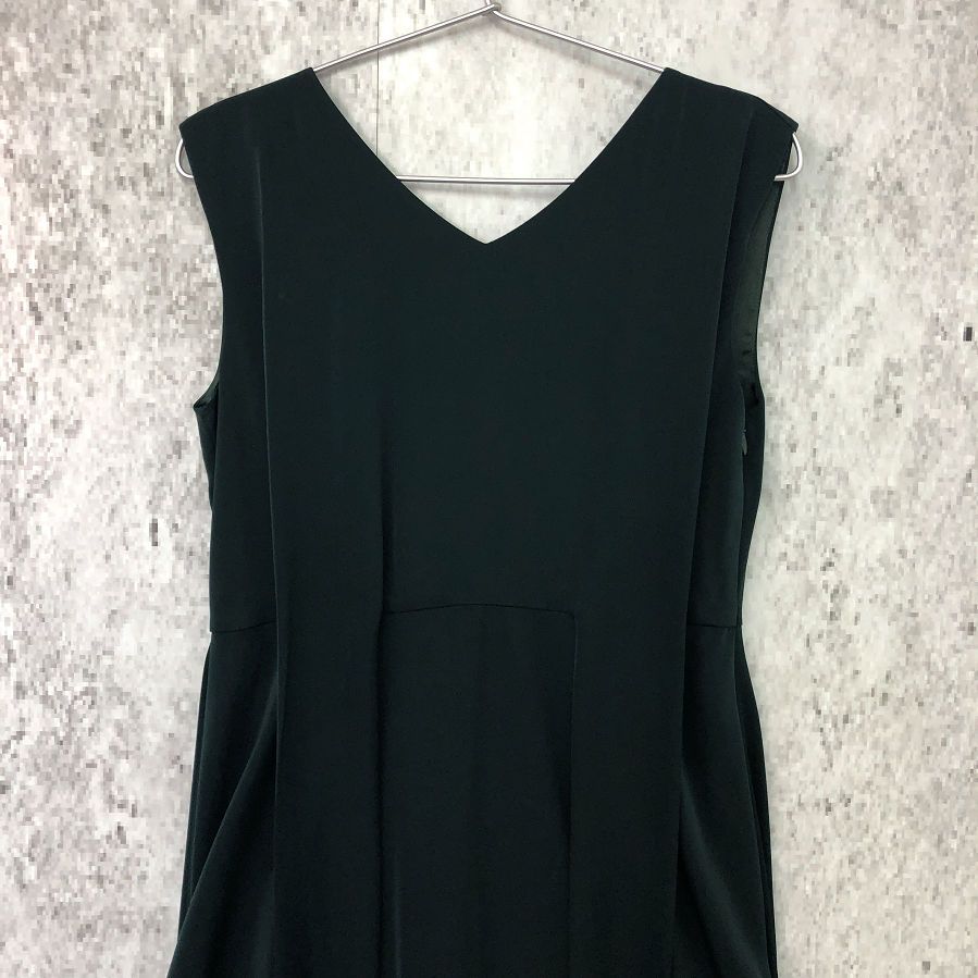 Luxe brille リュクスブリエ ノースリーブ バックプリーツスカート ミモレ丈 ワンピース ドレス ダークグリーン 38 Mサイズ