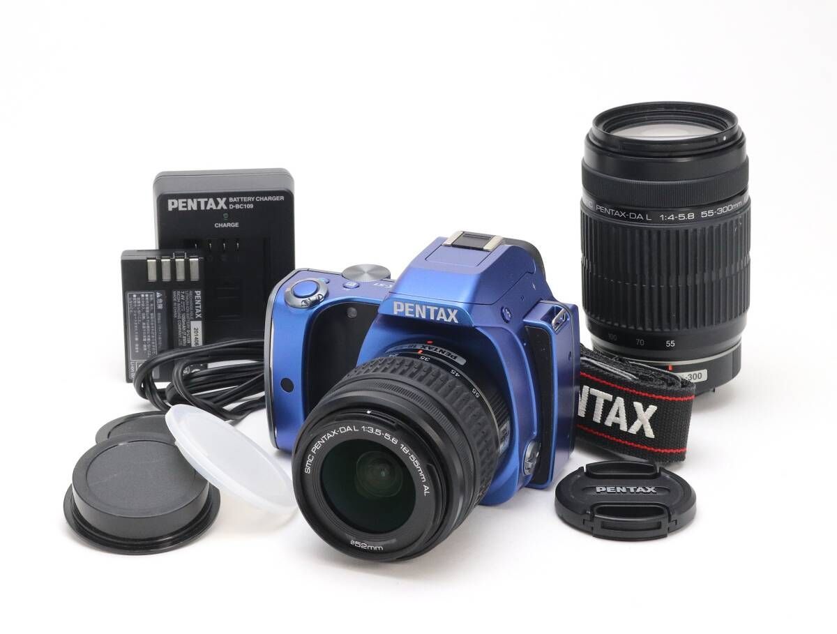 B 並品 PENTAX ペンタックス K s 1 ブルー 300 Wズームキット 初期不良 対応 111 219