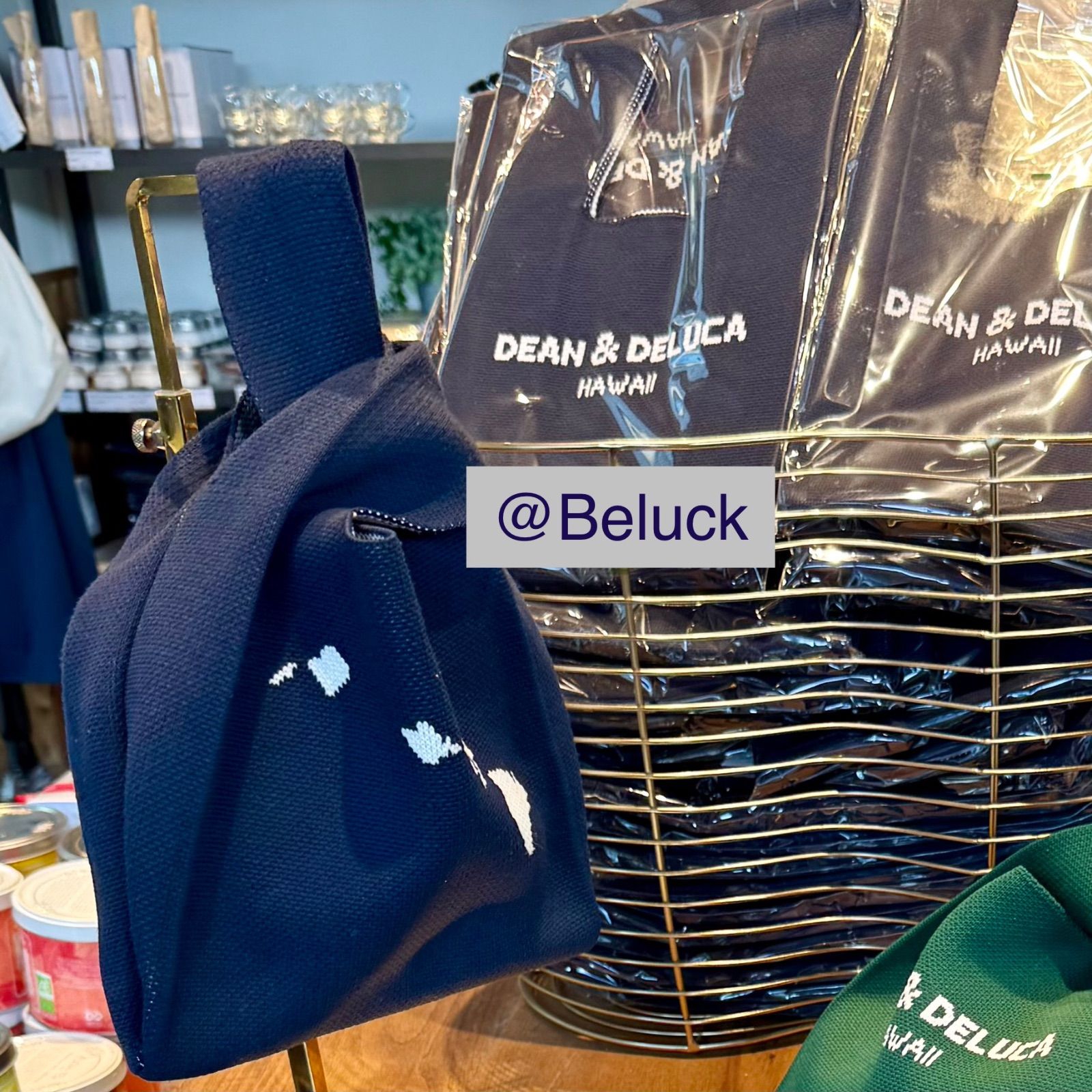 DEAN&DELUCA Hawaii カカアコ店限定 ニットバッグ ネイビー ハワイ限定