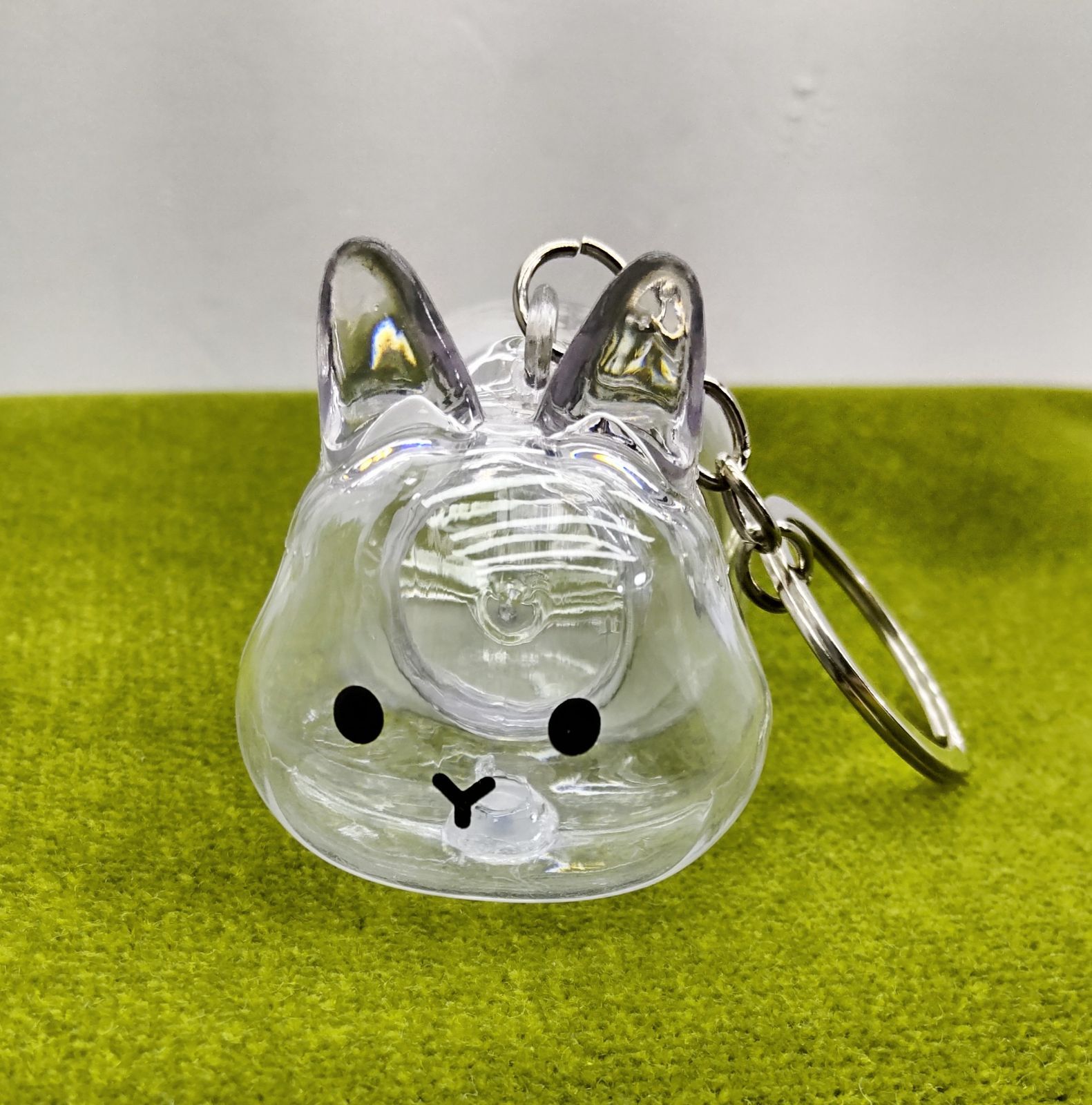 ウサギの毛キーホルダー 毛玉キーホルダー 毛玉入れ メモリアルケース