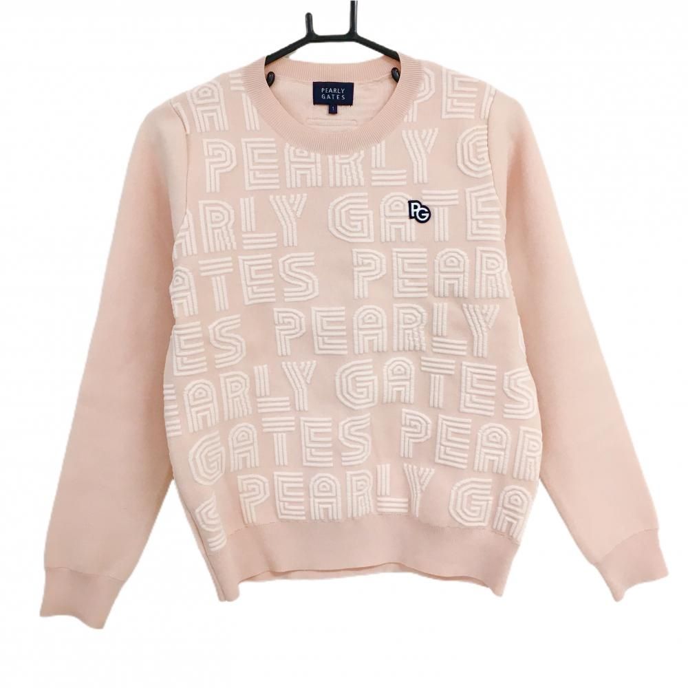 【パーリーゲイツ】美品 ニットセーター ニコちゃん ピンク 0 レディース パーリーゲイツ セーター ピンク 総柄 ニット レディース 1(M) ゴルフ