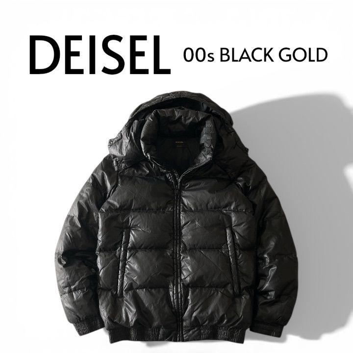 00s DEISEL BLACK GOLD ダウンジャケット ナイロン フード 袖レザー