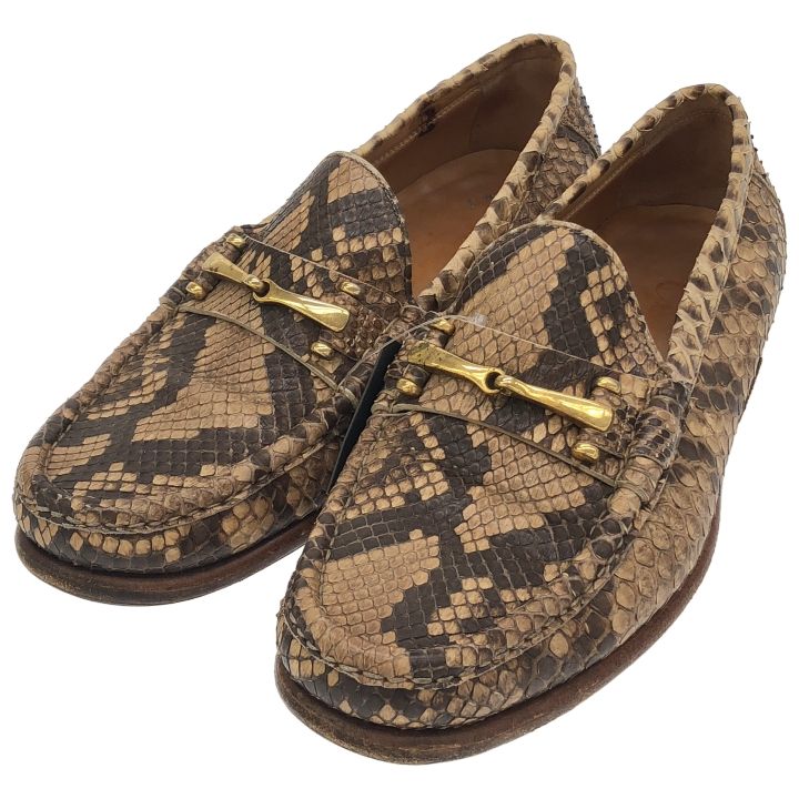 F LLIGiacometti フラテッリジャコメッティ ⑤ FG 291 パイソンレザービットローファー メンズ ブラウン 39 1 2 約25 0 cm