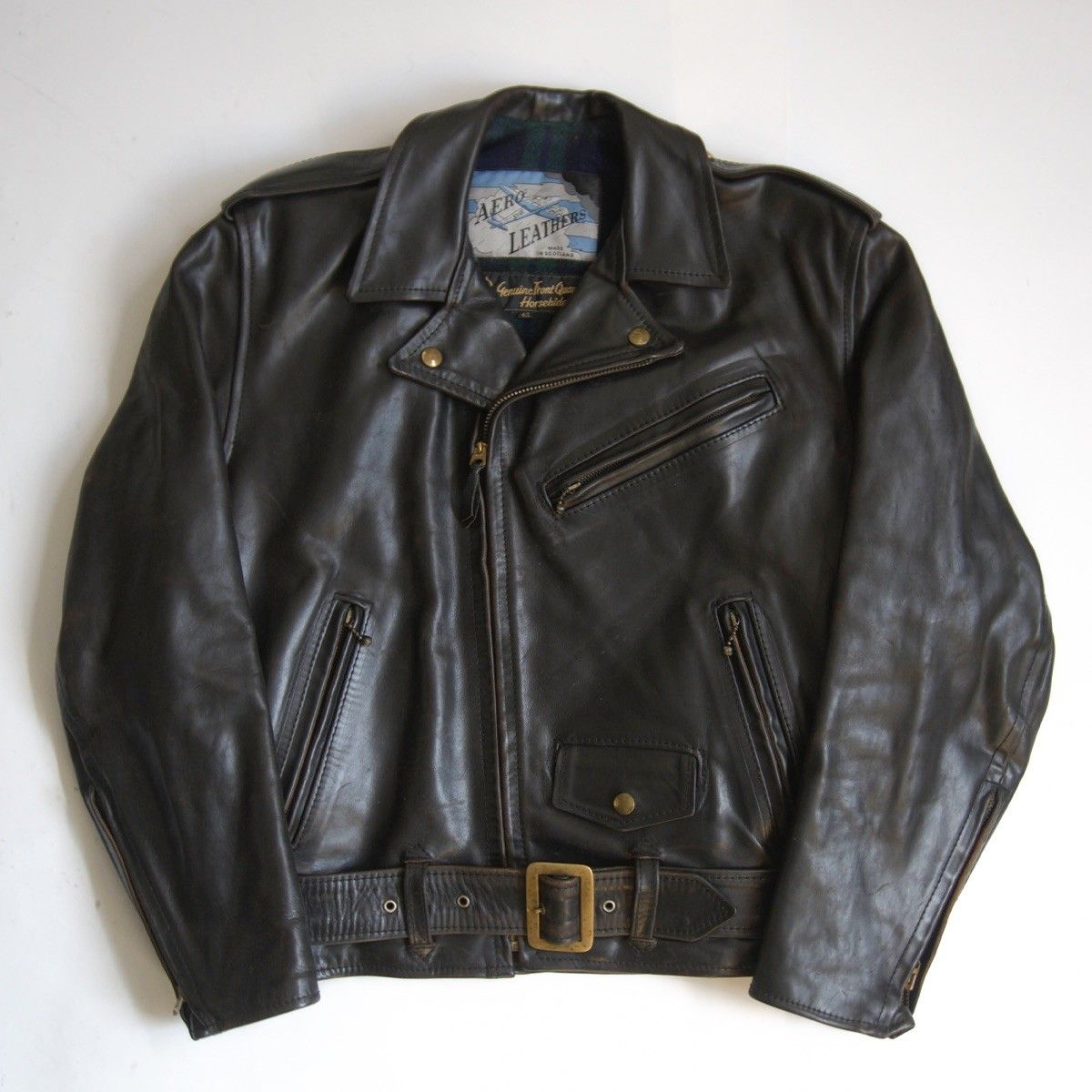 美品✨Aero leather エアロレザー　ダブルライダース　ブラック エアロレザー AERO LEATHER ダブルライダース レザージャケット 黒 34