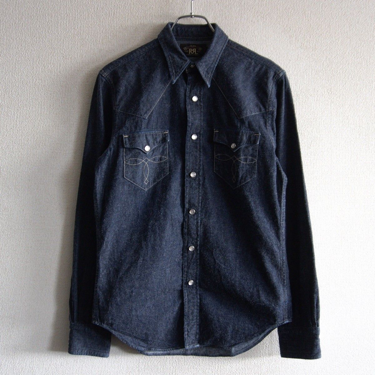 美品】RRL 【インディゴ バッファロー デニム ウエスタン シャツ】S
