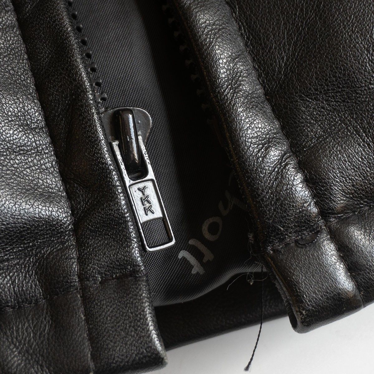 美品】SCHOTT【214D/レザーダウンジャケット】40 ブラック ショット 