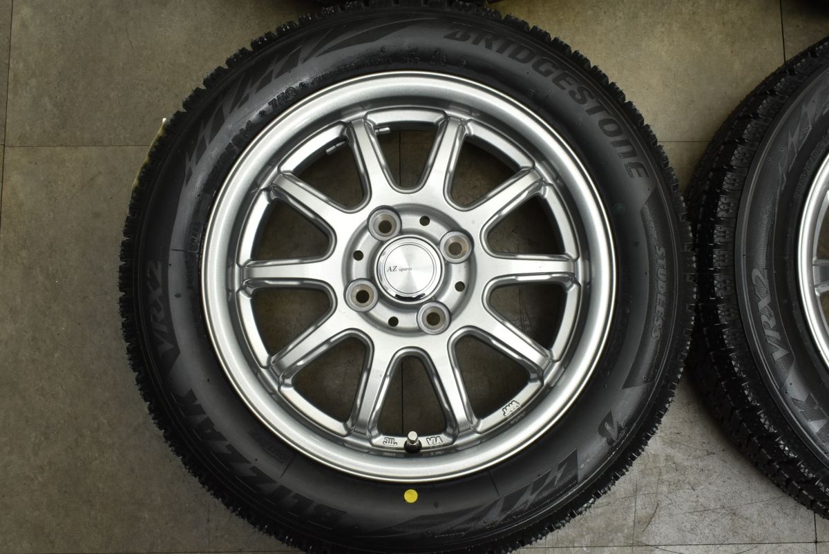  未走行 AZ スポーツ 14 in 4 5 J 45 PCD 100 ブリヂストン ブリザック VRX 2 155 65 R N BOX ルークス スペーシア タント バリ溝 14インチ タイヤ ホイールセット