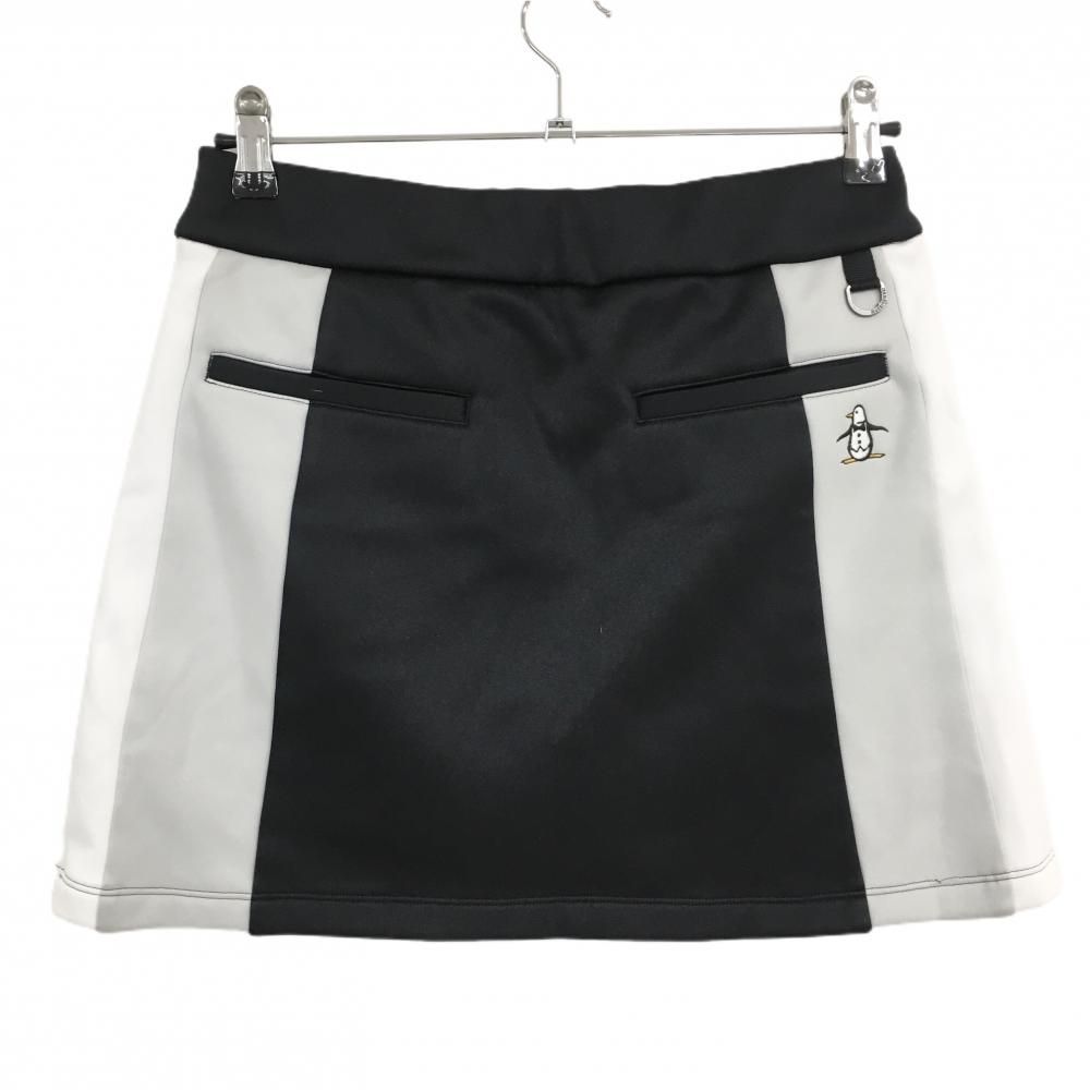 美品】マンシングウェア スカート 黒×ライトグレー サイドライン ロゴ