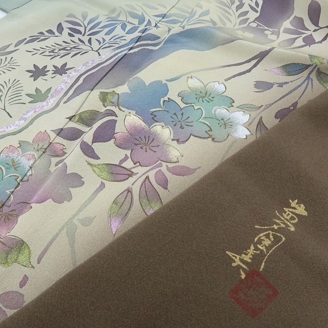 六花-RIKKA- 未着用 正絹 夢風美落款 桜の色変化 訪問着 着物 A 4215