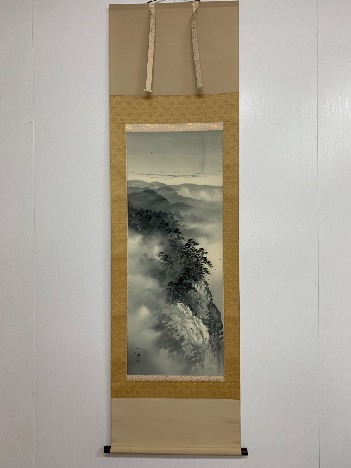 掛け軸】222 吉井大起「水墨山水」日本画 山水図 #茶掛 #掛軸 #古美術