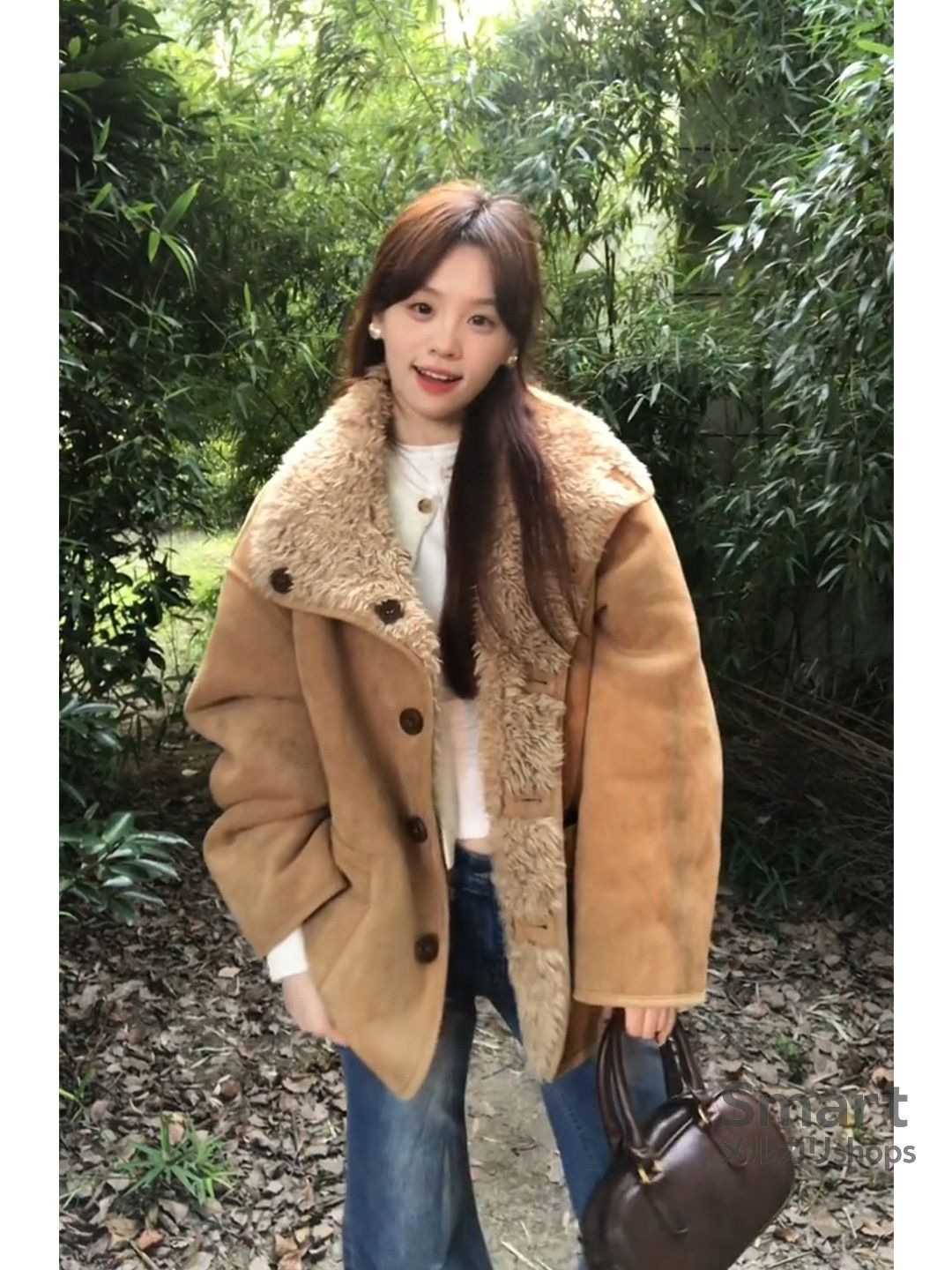 ムートンジャケット レディース リバーシブル スエード調 厚手 ゆったり 防寒 秋冬 アウター M 251219-7