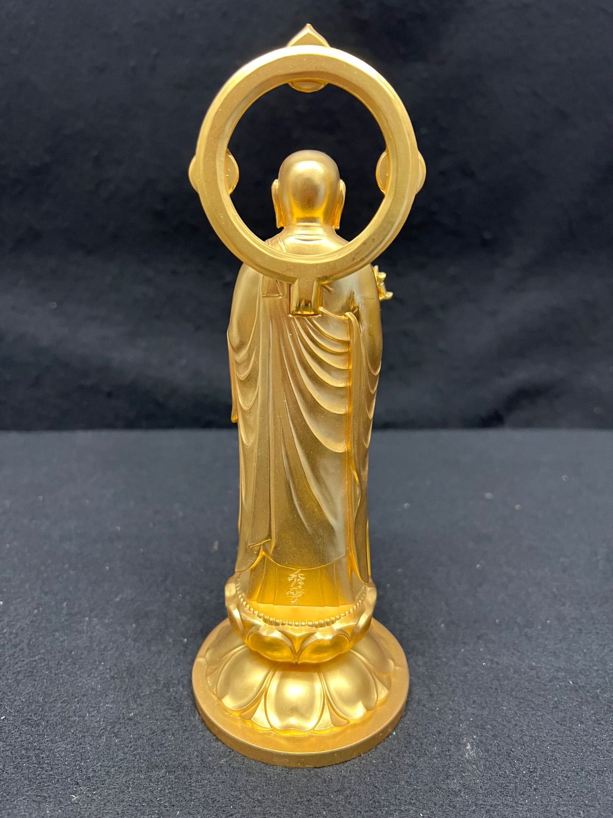  仏像 牧田秀雲 ゴールド 立像 菩薩 アンティーク 仏具 金属工芸 工芸品