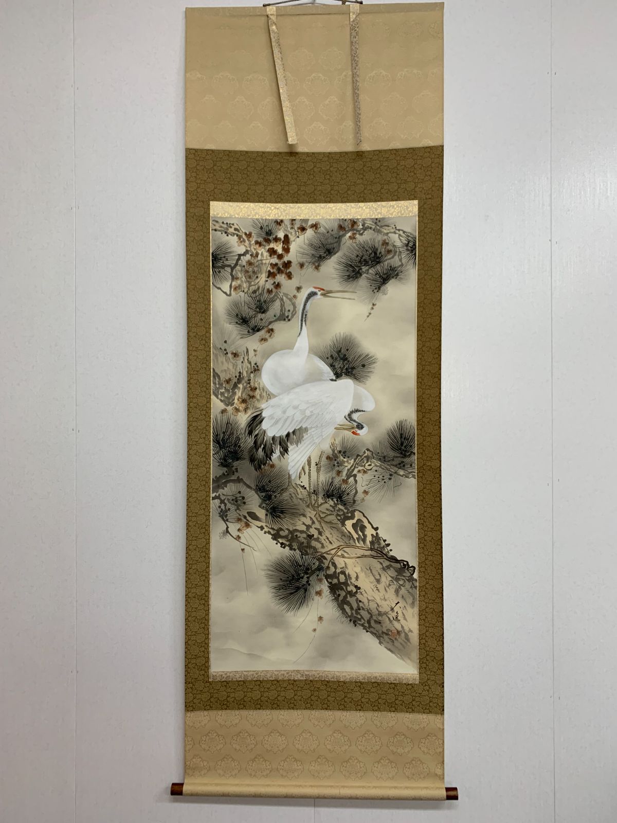 掛け軸】224 小川大進「松上鶴」花鳥 #茶掛 #掛軸 #古美術 #骨董 #お