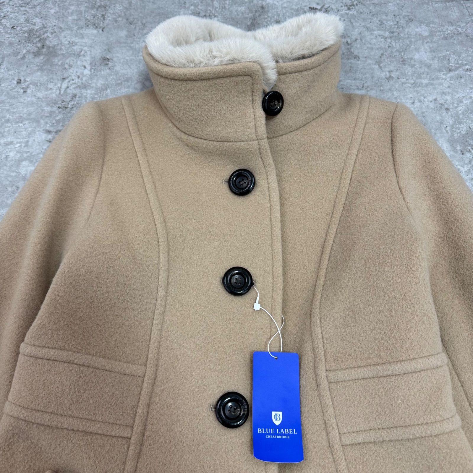 未使用級✨ ブルーレーベルクレストブリッジ ダブル ウールコート ベージュ 40 極美品】ブルーレーベルクレストブリッジ 2way ウールコート ベージュ