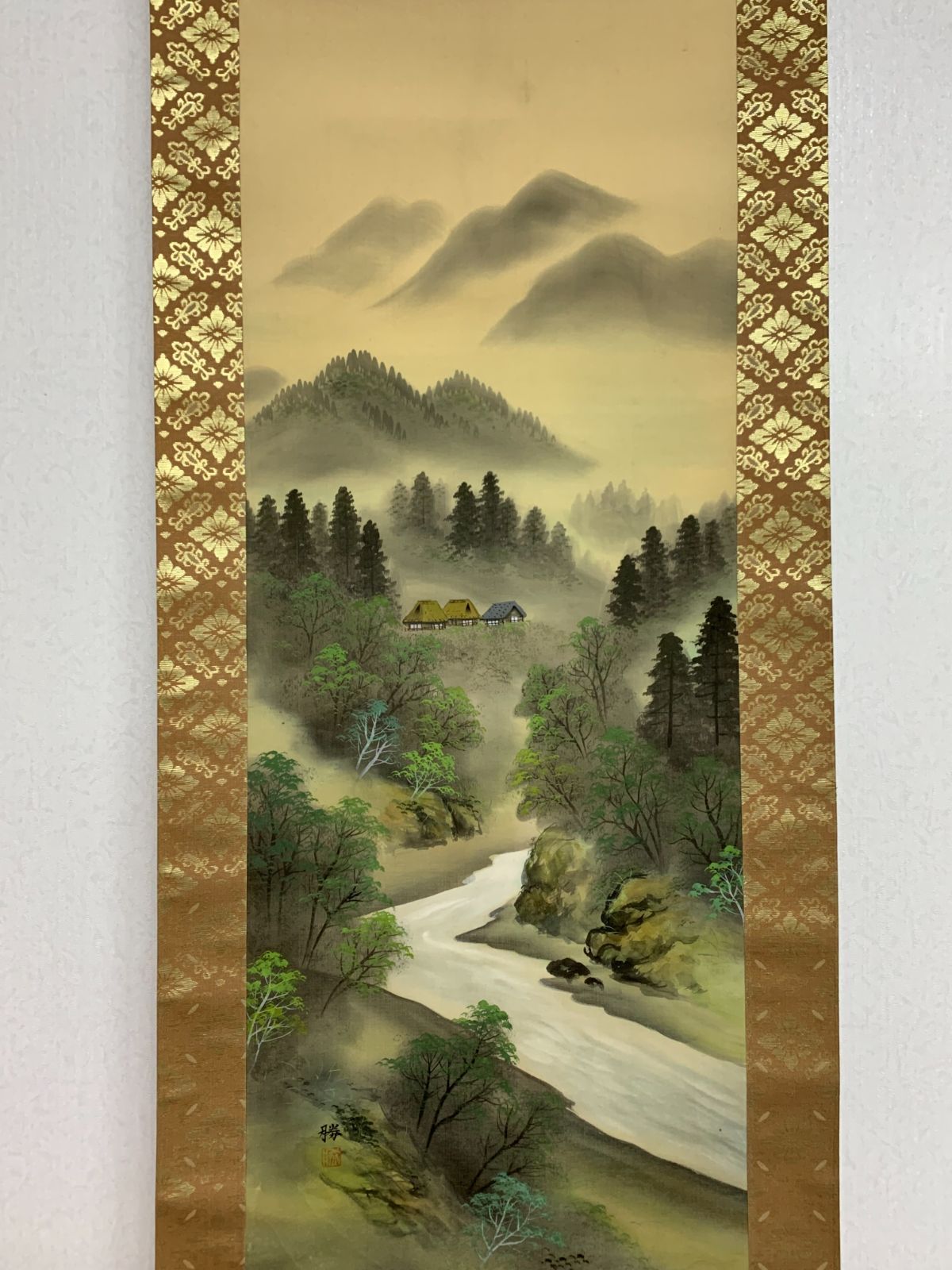 掛け軸】230 小林勝「彩色山水」日本画 #茶掛 #掛軸 #古美術 #骨董 #お