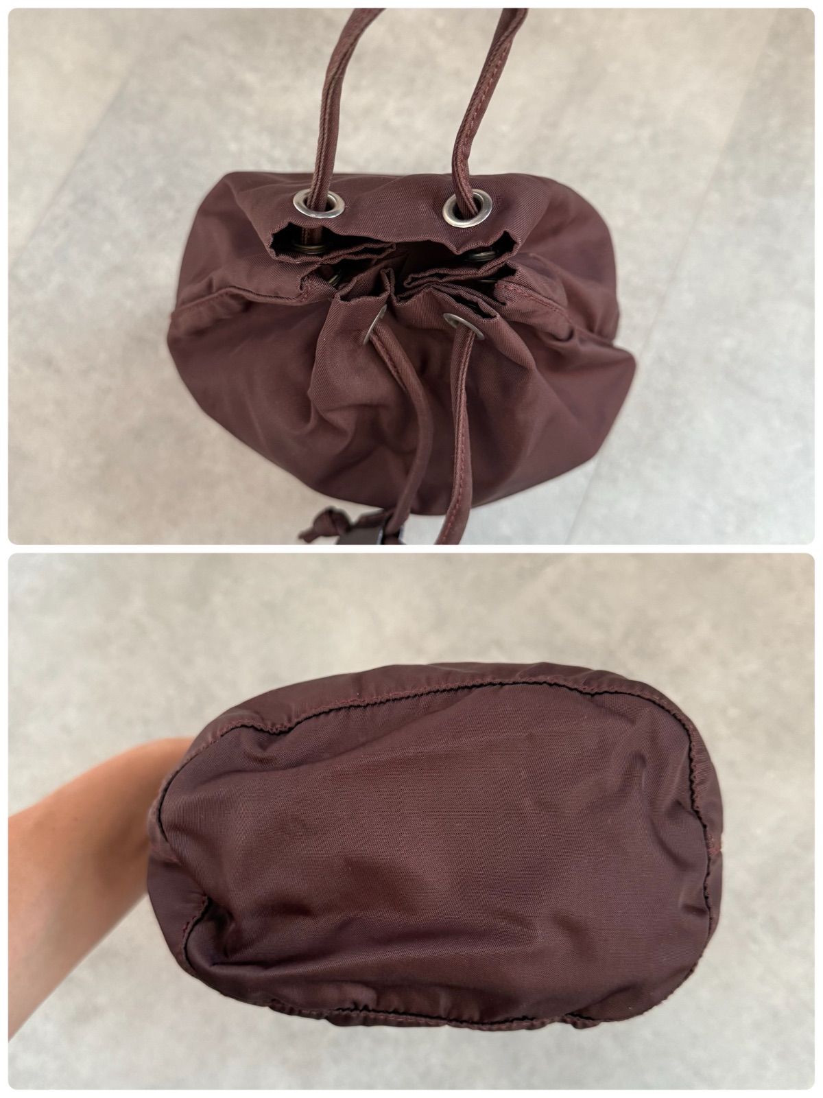 PRADA プラダ ナイロン ハンドバッグ ブラウン 三角ロゴプレート PRADA プラダ ヴィンテージ ハンドバッグ トートバッグ 三角ロゴ