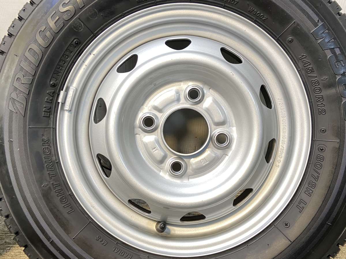 145/80R12 80/78N LT W300 中古スタッドレス ホイール付 145/80R12 80/78LT ブリヂストン W300 JECT T3 12x3.5 100-4穴 中古