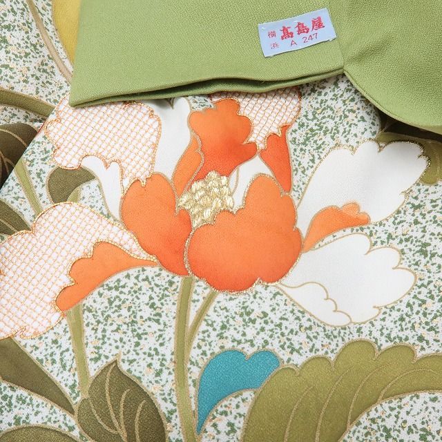 六花-RIKKA- 美品 正絹 金駒刺繡❀唐花×刺繍❀訪問着 着物 A4217