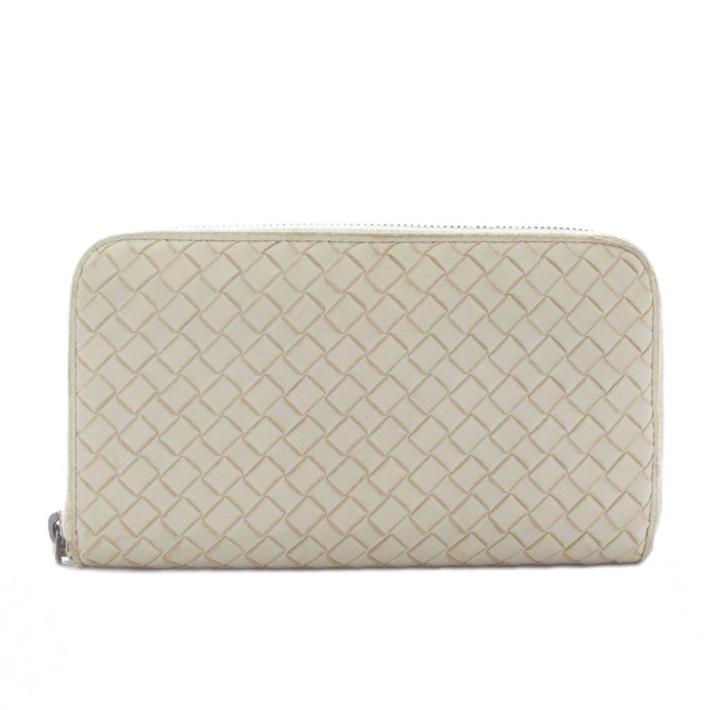 ボッテガヴェネタ BOTTEGA VENETA 長財布 レザー ラウンドファスナー イントレチャート 白 ホワイト XZ GY 17