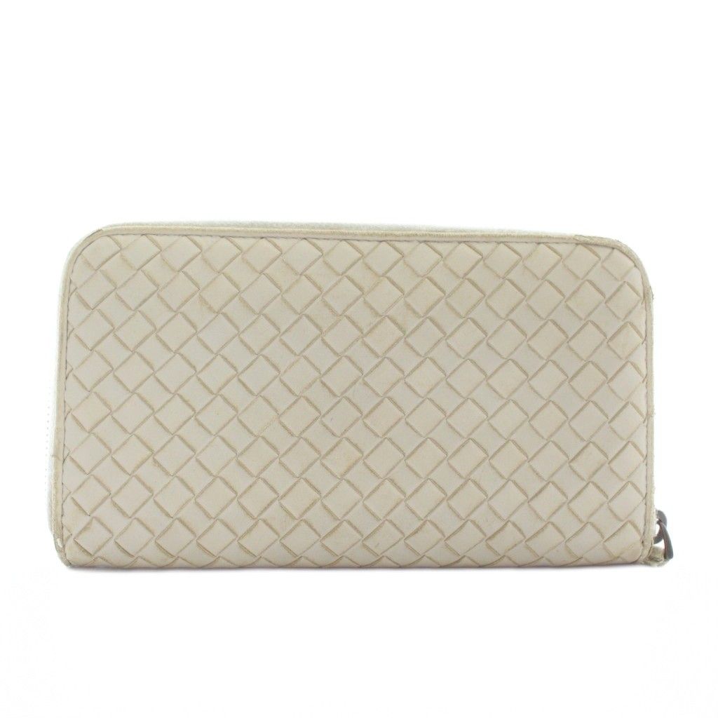 ボッテガヴェネタ BOTTEGA VENETA 長財布 レザー ラウンドファスナー イントレチャート 白 ホワイト XZ GY 17