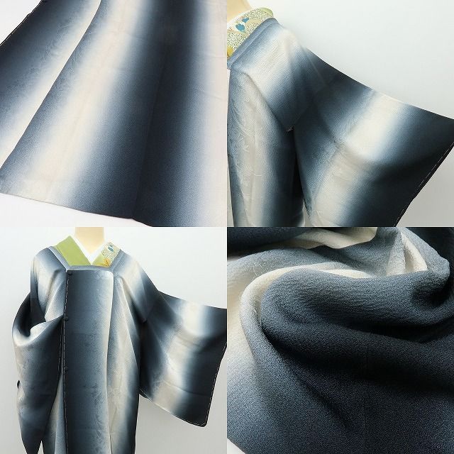  六花-RIKKA- 正絹 縦暈し ロング丈 曖昧な美に草花の気配 道行コート 着物 A 4218 羽織 着物 浴衣