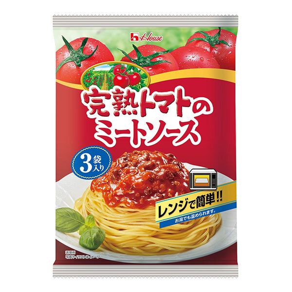 ハウス食品 完熟トマトのミートソース 3袋入り 390g(130g×3袋)×12個入| 送料無料 パスタ ソース トマト ミート レトルト