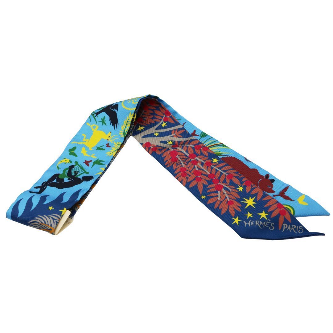 HERMES エルメス ツイリー オルフェウスの魅力に誘われて マリン|ブルーアズール シルク ユニセックス ♥品 WA-41105