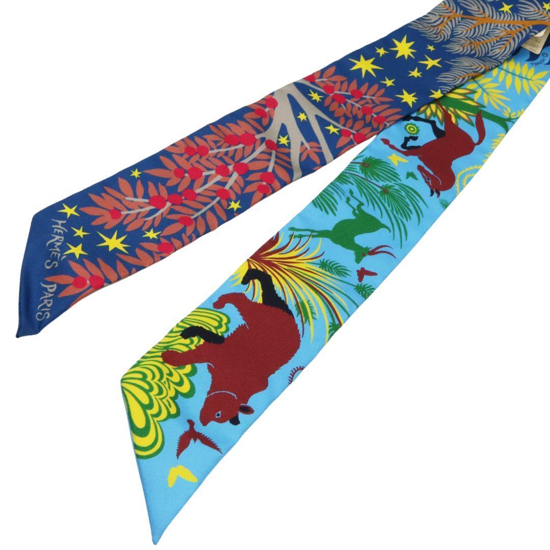 HERMES エルメス ツイリー オルフェウスの魅力に誘われて マリン|ブルーアズール シルク ユニセックス ♥品 WA-41105