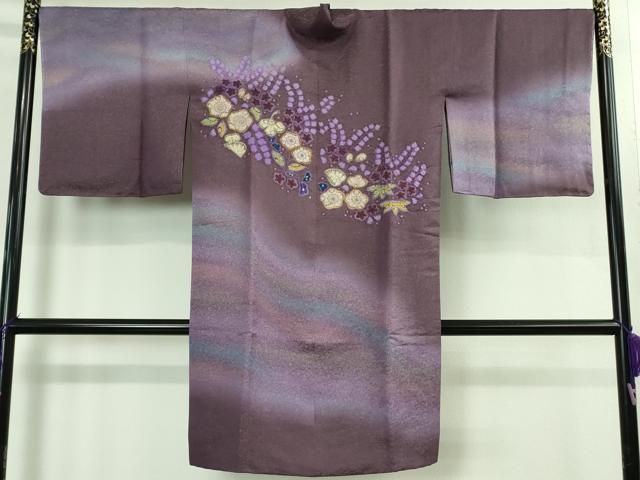 ＃ 上 二代目 久保田一竹 幻の辻が花 道中着 ロング丈 暈し染 銀通し地 京都きもの友禅扱い 保証書付き kh 6