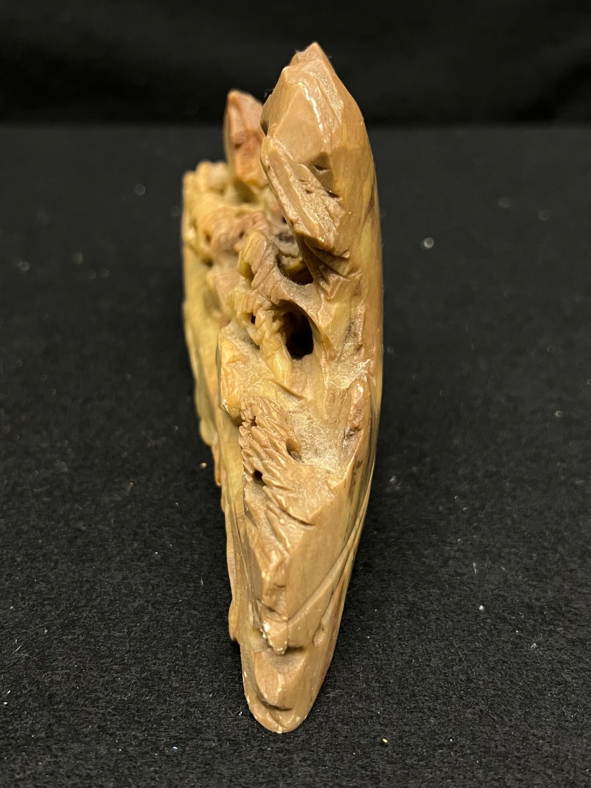 石の彫刻置物 2個 / 中国美術 】中国風景 置物 骨董品 石