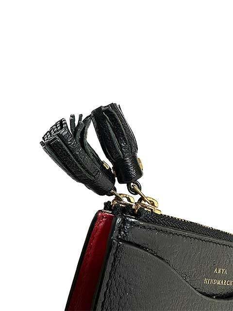  ANYA アニヤハインドマーチ 財布 leather ブラック 目玉 使用感あり ＿S 25＿セルモアから ＿s-0184-r 25 二つ折り財布 折り財布