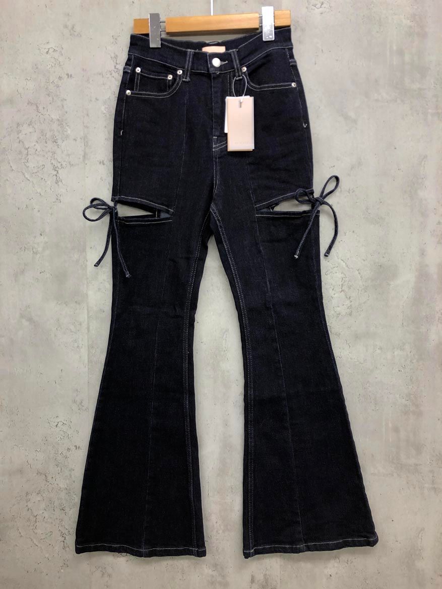 RESEXXY リゼクシー -04 ブーツ カット アウト リボン デニムパンツ sizeS ブルー レディース