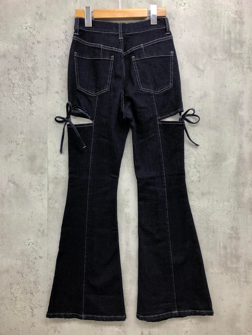 RESEXXY リゼクシー -04 ブーツ カット アウト リボン デニムパンツ sizeS ブルー レディース