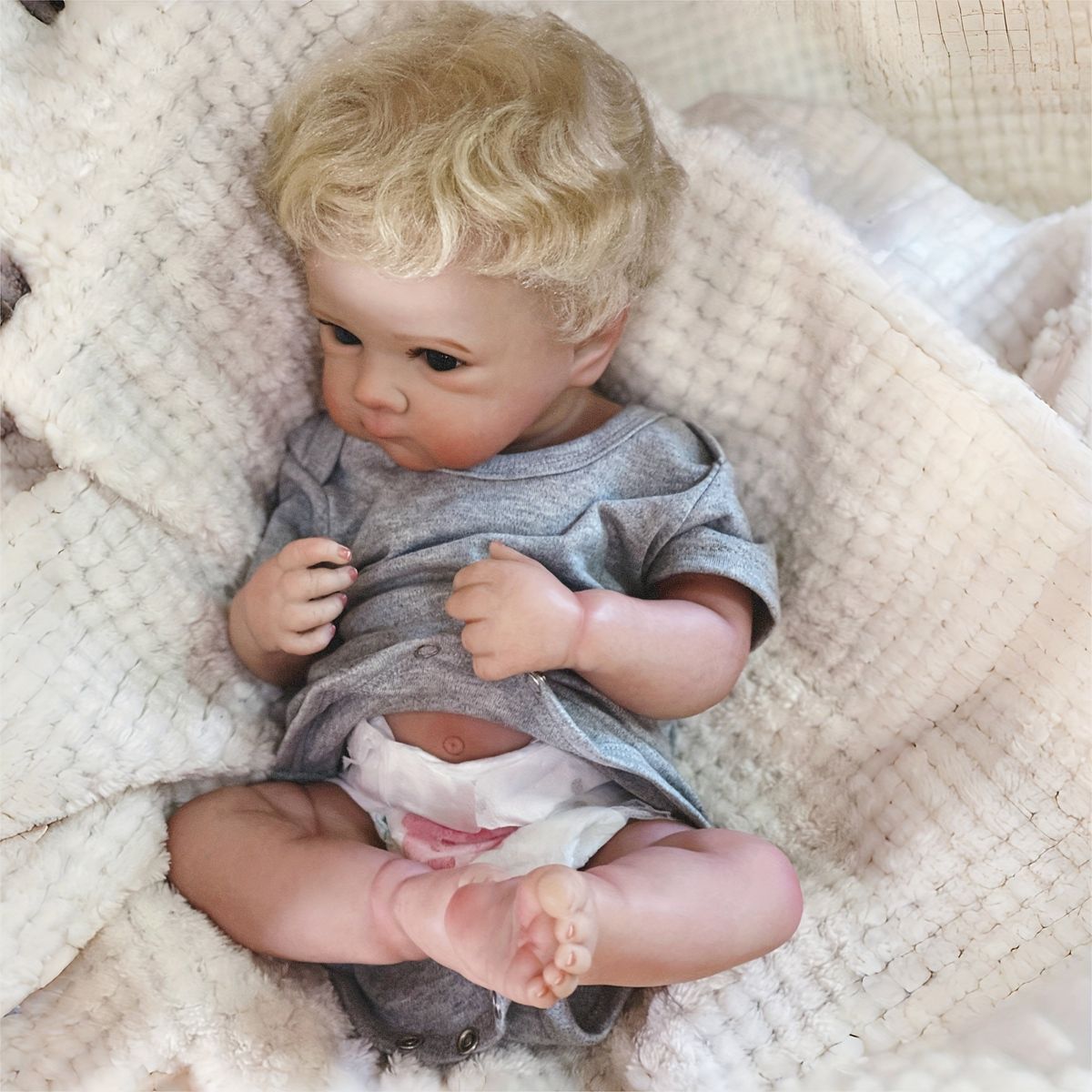 リアルな手触り】リボーンドール 18インチ/45cm 手植えカーリーヘア