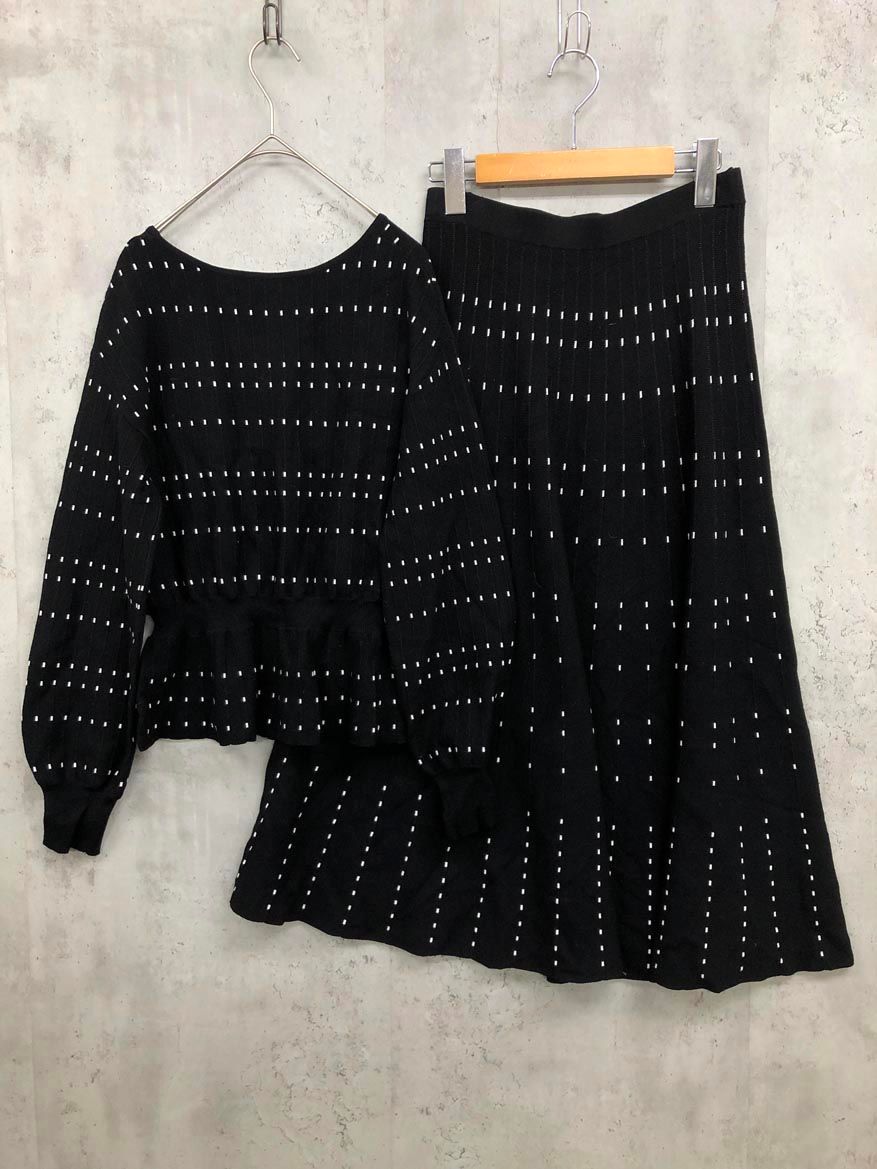 ketty ケティ 総針ピンタックドット柄プルオーバー フ スカート セットアップ sizeM 2 黒 レディース