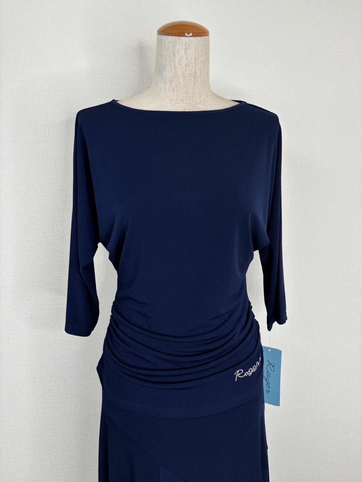  社交ダンス ネイビー ドルマンスリーブ 美シルエット セットアップドレス 衣装 Roger ドレス ダンス衣装 社交ダンス