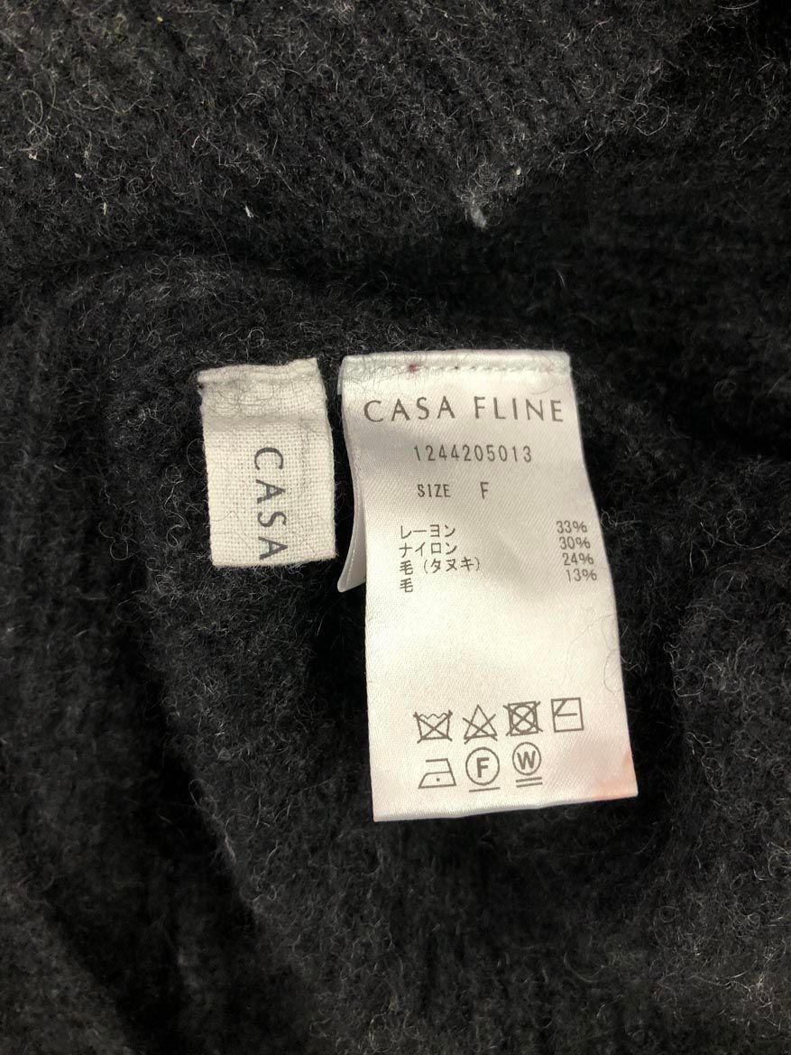  CASA FLINE カーサフライン ボリュームスリーブハイネックニット ワンピース sizeF 黒 レディース 長袖 七分袖 その他