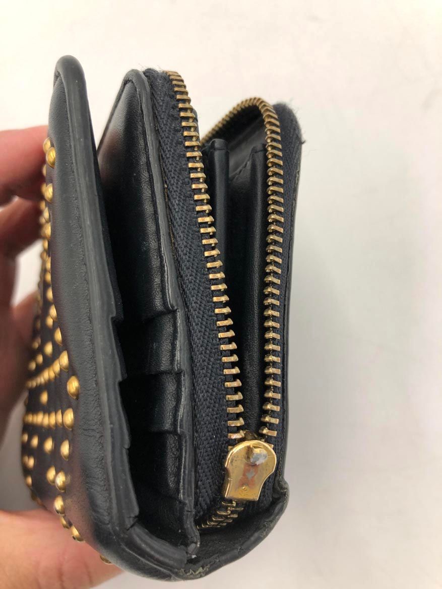 Dior ディオール 33-MA 0197 カナージュ チャーム レザー スタッズ コンパクトウォレット 二つ折り 財布 ネイビー レディース