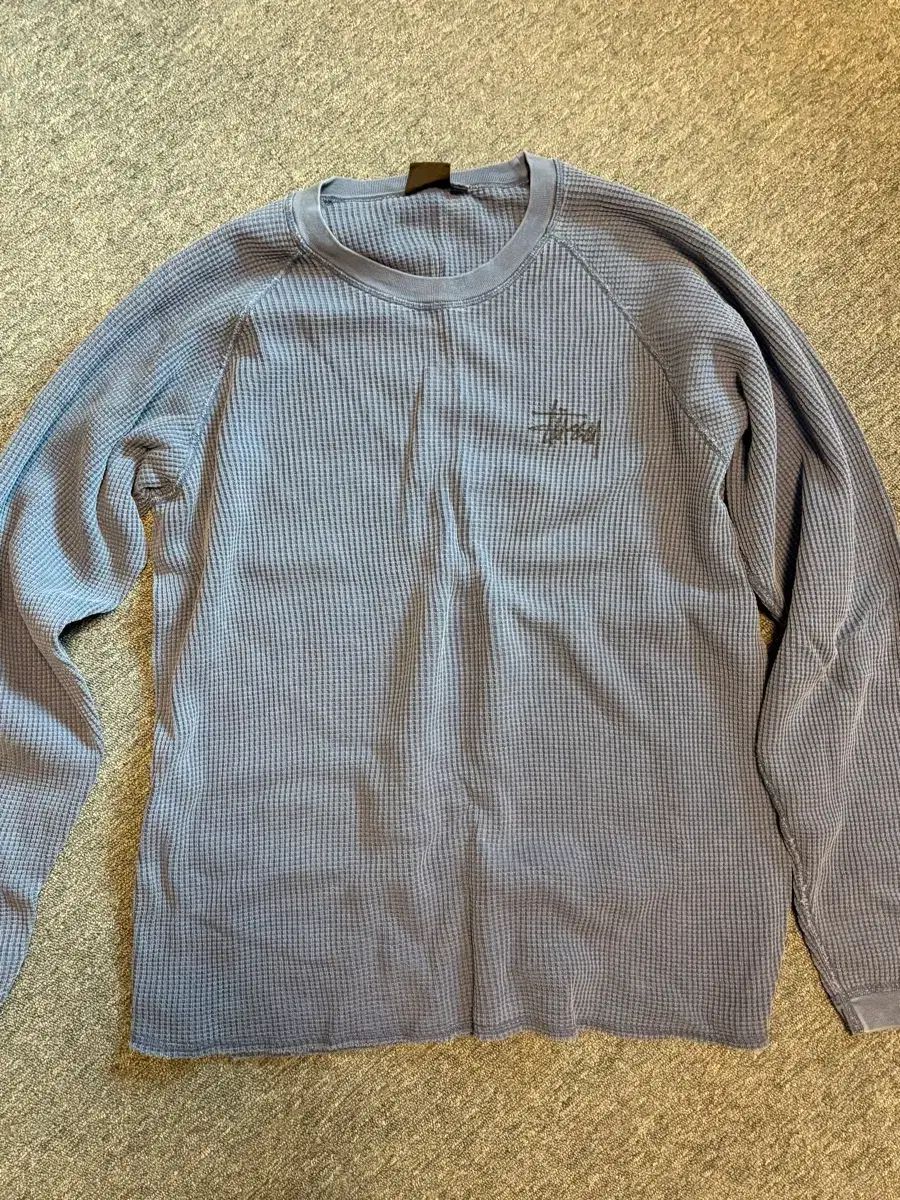 STUSSY ステューシー ラグラン サーマル ロングスリーブ クルー ブルー