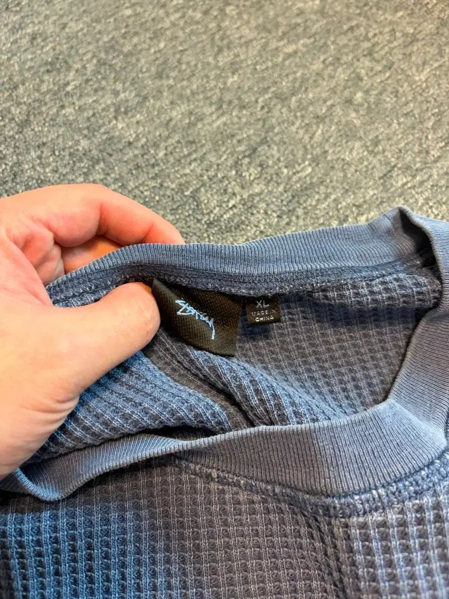 STUSSY ステューシー ラグラン サーマル ロングスリーブ クルー ブルー