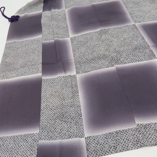 六花-RIKKA- 正絹 絞り柄 ロング丈 ずらし市松 道中着 着物 A 4220