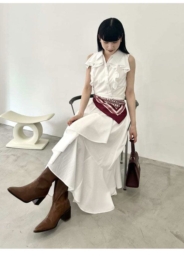 LILY BROWN ラッフルフリルティアードシャツワンピース チェック 新品