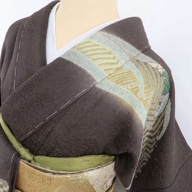 ❁tomihisa❁新品 滝泰謹製 おぼろ染 相良刺繍 金通し 落款 着物 正絹